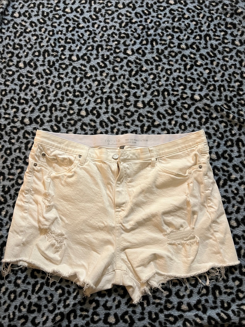 TORRID 22 WHITE DENIM HIGH RISE SHORTS